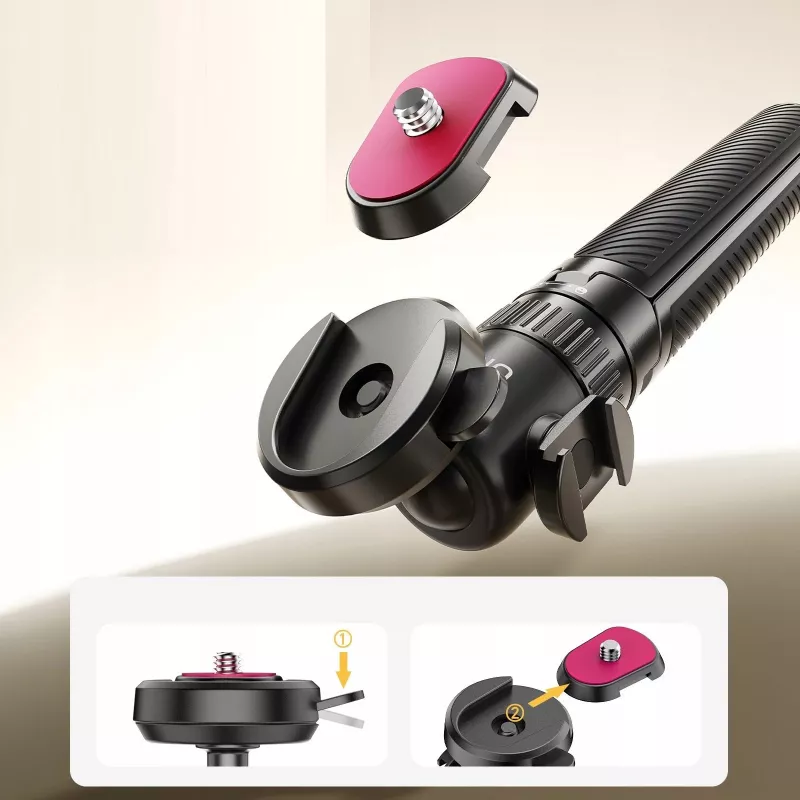 ULANZI MT90 2-in-1 Stativ Selfie-Stick mit Schnellspanner für Smartphone und Kamera, Schwarz