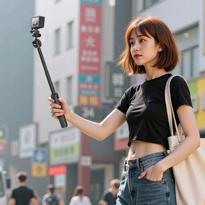 ULANZI MT90 2-in-1 Stativ Selfie-Stick mit Schnellspanner für Smartphone und Kamera, Schwarz