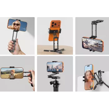 ULANZI SK29 Magic Arm Phone Tripod Mount mit Arca-Swiss Schnellwechselplatte, 1/4 Zoll Gewinde, Kaltgeräteschuh, Schwarz