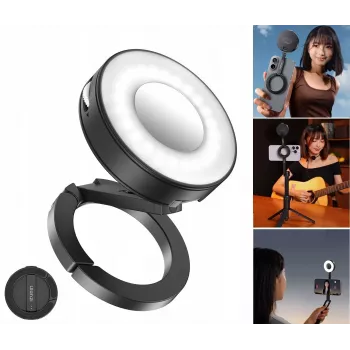 ULANZI ML05 Magnetisches LED-Videoleuchte mit Spiegel, MagSafe-kompatibel, 2500K-9000K, 3W, Schwarz