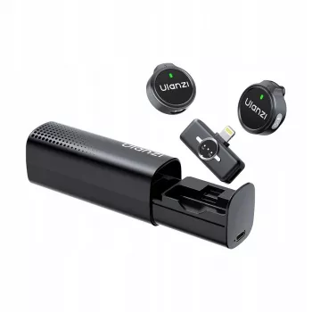ULANZI A21 Dual Wireless Lavalier Mikrofon für iPhone Lightning, 100m Reichweite, Ladecase