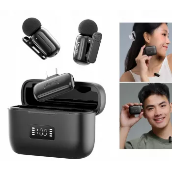 ULANZI A200 Mini Mic Kabelloses Lavalier-Mikrofon-Set - 2 Sender, USB-C, 100m Reichweite, Schwarz