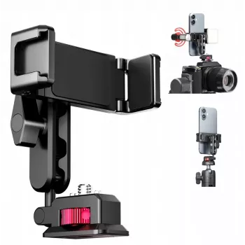 ULANZI MA56 Phone Mount Clamp mit Cold Shoe, 1/4 Zoll-20 Gewinde, Arri Anti-Twist Pins, Schwarz