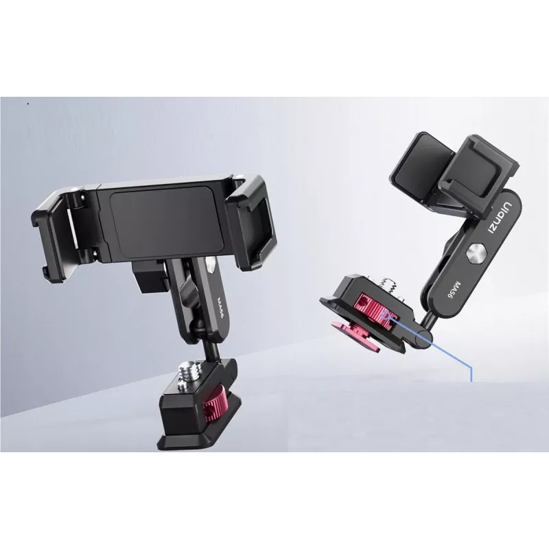 ULANZI MA56 Phone Mount Clamp mit Cold Shoe, 1/4 Zoll-20 Gewinde, Arri Anti-Twist Pins, Schwarz