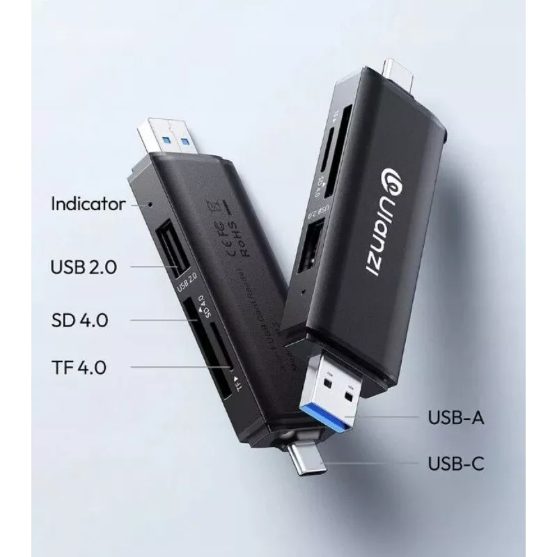 ULANZI CR3 3-in-1 SD/MicroSD/USB-Kartenleser mit USB-C- und USB-A-Anschlüssen