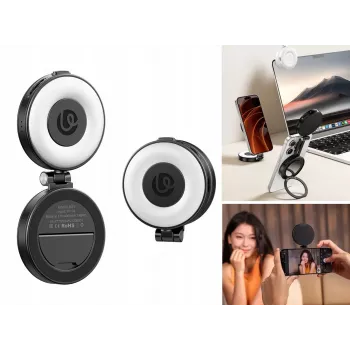 ULANZI LM23 LED-Videoleuchte mit Spiegel und MagSafe-Halterung, 6W Bi-Color 2500K-9000K, 2000mAh Akku, USB-C, Schwarz