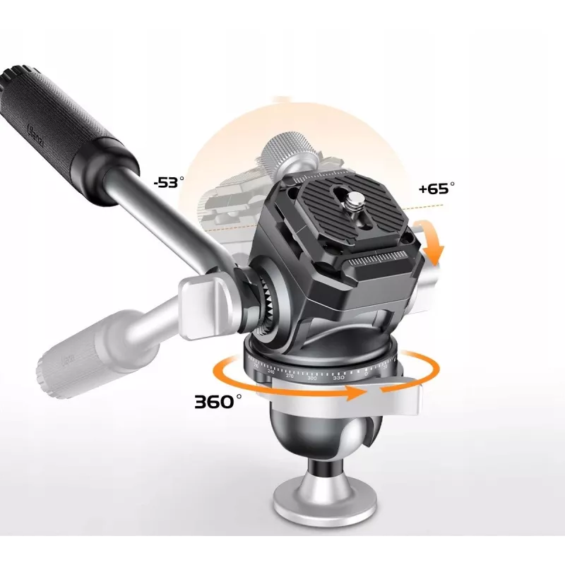 ULANZI EH09 360° Panoramic Fluid Video Head, Arca-Swiss, 5kg Load Capacity, 1/4 inch-20 & 3/8 inch-16