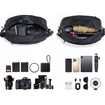 Ulanzi PB038 Travel Sling Bag V2 - Schwarz, 7L, wasserabweisend