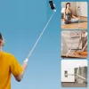 Ulanzi TT88 Selfie Stick Stativ mit Bluetooth-Fernauslöser und Fülllicht, Weiß