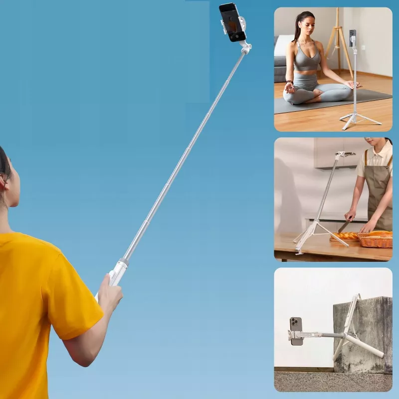 Ulanzi TT88 Selfie Stick Stativ mit Bluetooth-Fernauslöser und Fülllicht, Weiß