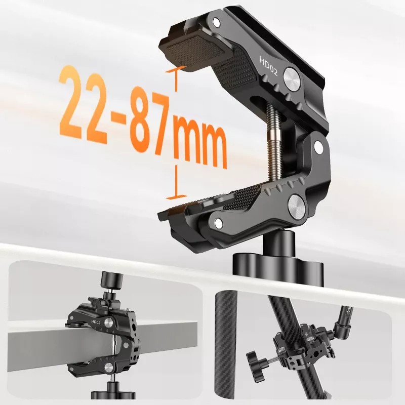 Ulanzi HD02 Super Clamp Crab Clamp mit 1/4 Zoll und 3/8 Zoll Gewinde für Magic Arm