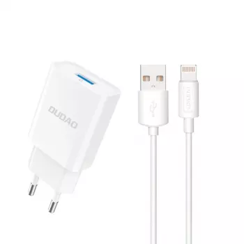 Dudao A4EU Adapter 10W 1xUSB-A mit USB-A auf Lightning Kabel (1m) - Weiß
