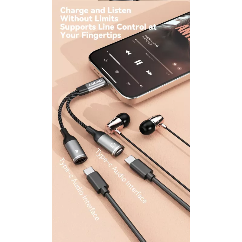 Dudao L13C+ 2-in-1 USB-C auf USB-C Adapter mit Audio und Laden