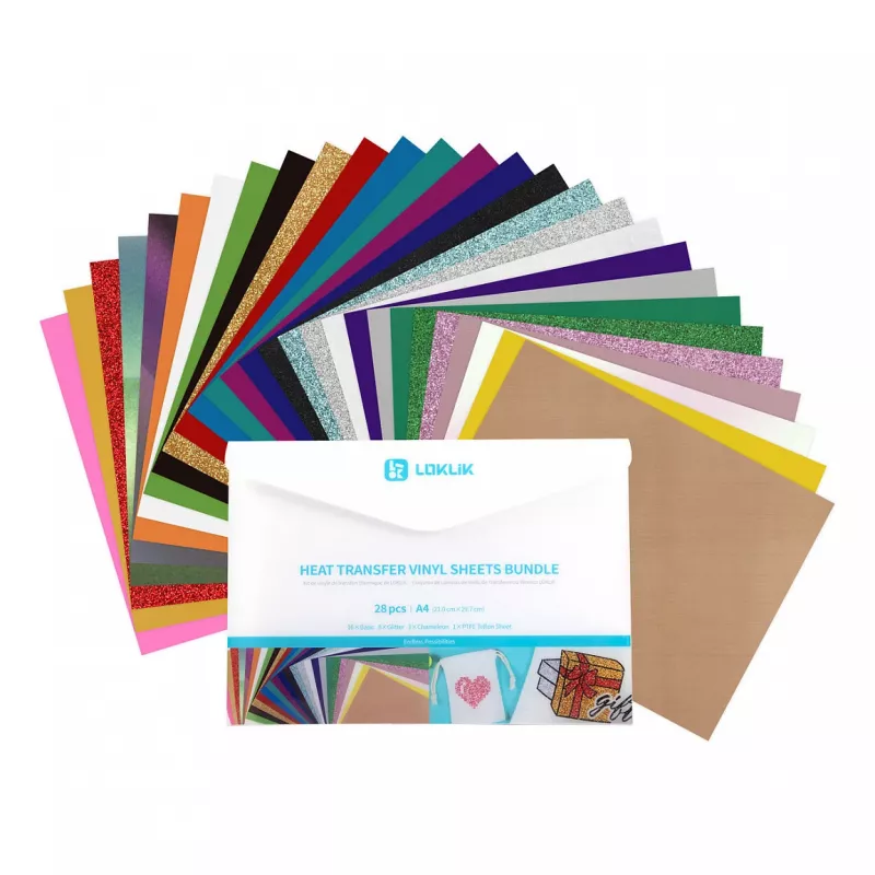 LOKLIK Plotterfolien-Materialbundle (A4), Thermotransfervinyl, 28 Blatt, Mehrfarbig
