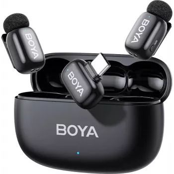 BOYA mini 2-02 Drahtloses Mikrofonsystem 2,4 GHz USB-C - Schwarz