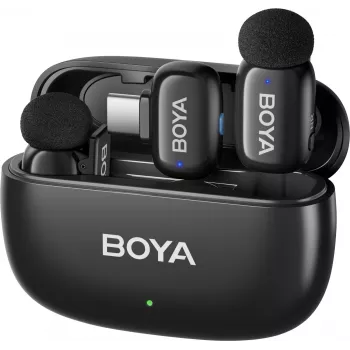 BOYA mini 2-02 Drahtloses Mikrofonsystem 2,4 GHz USB-C - Schwarz