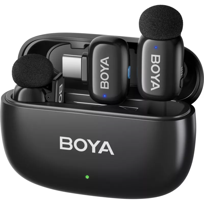 BOYA mini 2-02 Drahtloses Mikrofonsystem 2,4 GHz USB-C - Schwarz