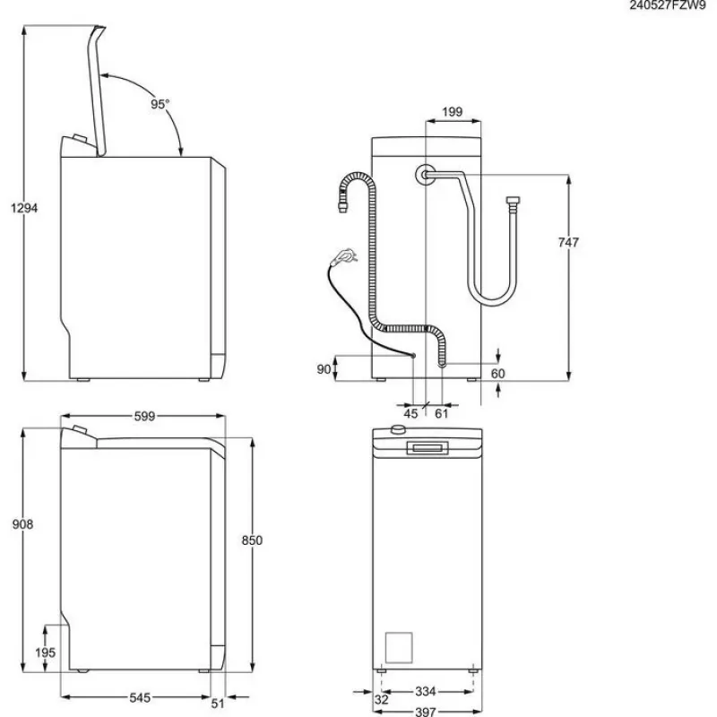 Electrolux EW6T5372P Toplader-Waschmaschine, 7 kg, 1200 U/min, Energieklasse C, Weiß
