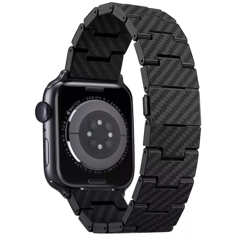 PITAKA Carbon Fiber Link Band Retro für Apple Watch 42/44/45/49mm Schwarz Grau