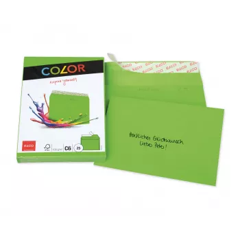 ELCO Color Briefumschlag C6 (114 x 162 mm), ohne Fenster, haftklebend, 100 g/m², Grün, 25 Stück (74634.62)