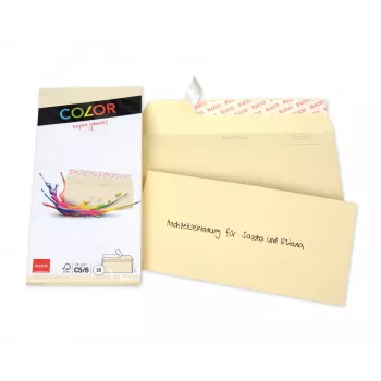 ELCO Color Briefumschlag C5/6 (114 x 229 mm), ohne Fenster, haftklebend, 100 g/m², Chamois, 25 Stück (74617.41)