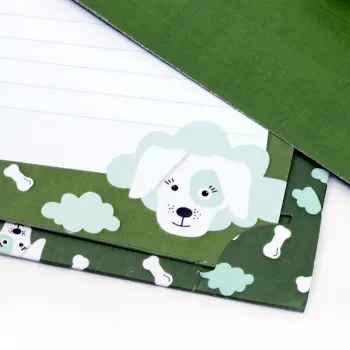 Artoz Papier Briefpapier mit Umschlägen Hundemotiv Olivgrün ca. DIN A5 80 g/m² 1 Pack