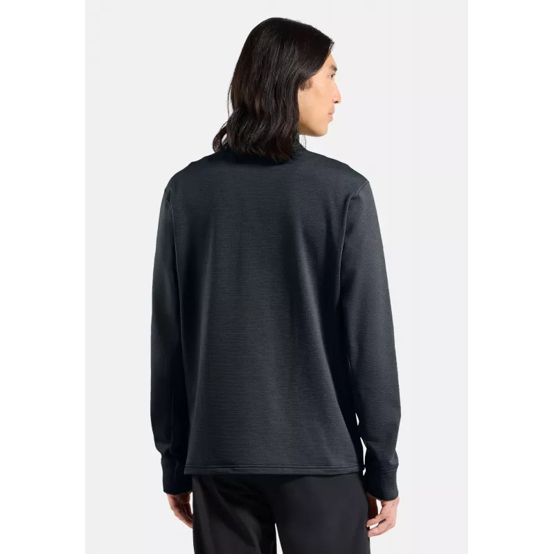 Odlo Grid Fleece Mid Layer Full Zip Jacket - Black Melange, Größe L