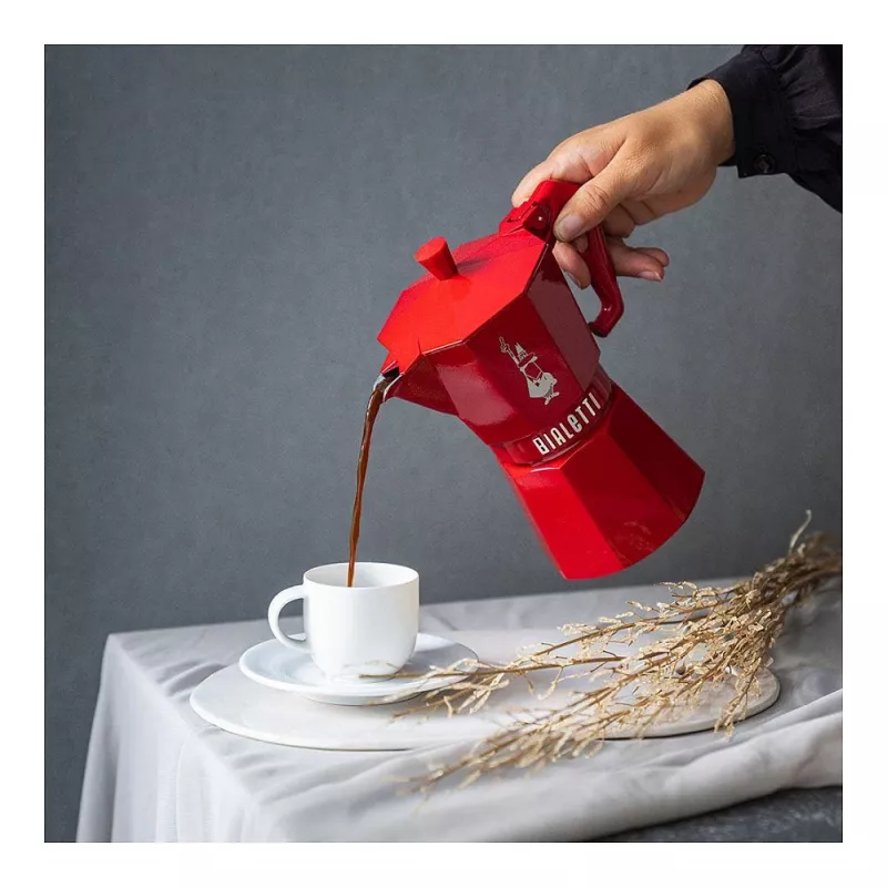 Bialetti MOKA EXCLUSIVE 6TZ Roter Herd-Espressokocher (9056)