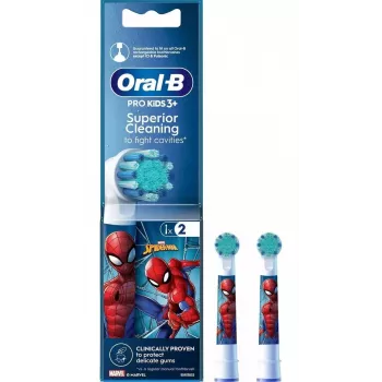 Oral-B EB10S Spiderman Ersatzbürstenköpfe, 2er-Pack, extra weich, Kinder 3+