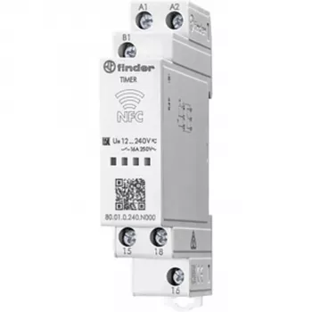 Finder 80.01.0.240.N000 Multifunktions-Zeitrelais, 240 V AC/DC, 2 s - 24 h, 1 Wechsler, Schraubanschluss, 17,5 mm