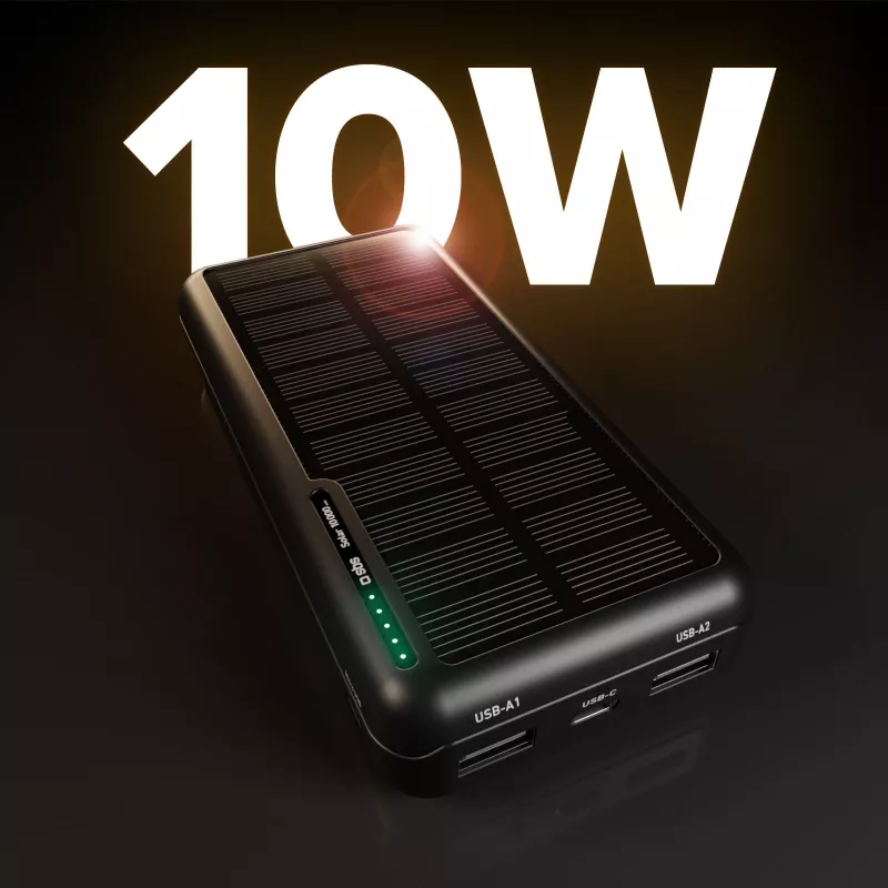 SBS Solar Power Bank USB/USB-C 10000 mAh Schwarz