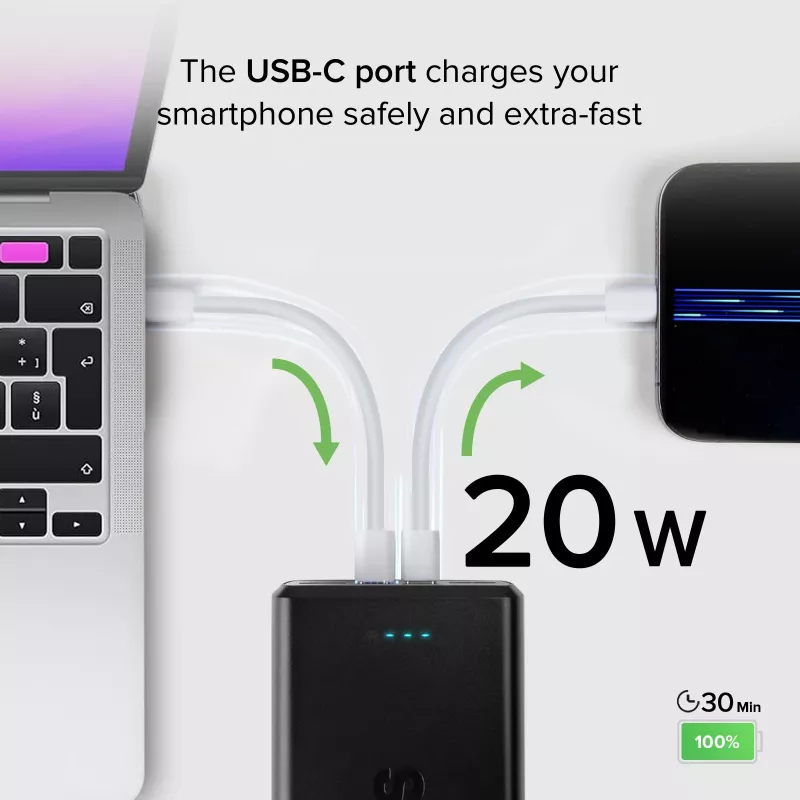 SBS Powerbank 30000 mAh Power Delivery 20W Multi-Port Schwarz