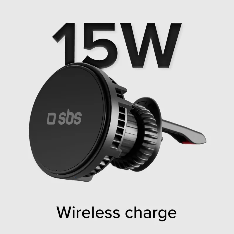 SBS TESUPFANWIR15W 15W Qi Kabelloses Auto-Ladegerät mit Kühlventilator - Schwarz