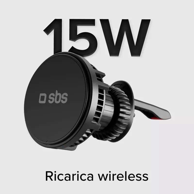 SBS TESUPFANWIR15W 15W Qi Kabelloses Auto-Ladegerät mit Kühlventilator - Schwarz