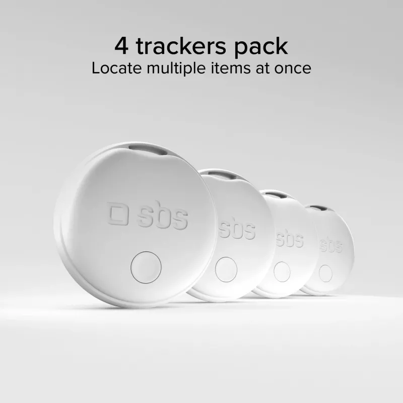 SBS Track My Circle Tracker Kompatibel mit Apple Find My - 4er-Pack - Weiß