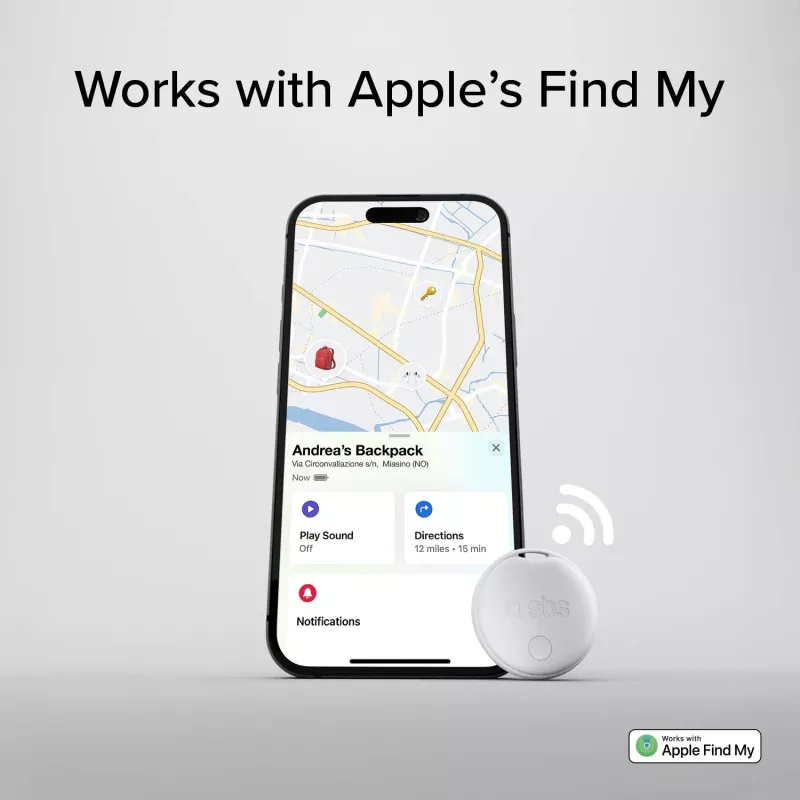 SBS Track My Circle Tracker Kompatibel mit Apple Find My - 4er-Pack - Weiß