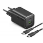 STEP BY STEP SBS 65W USB-C Ladegerät mit 1x USB-C und 1x USB-A, Schwarz, 1,5m USB-C Kabel