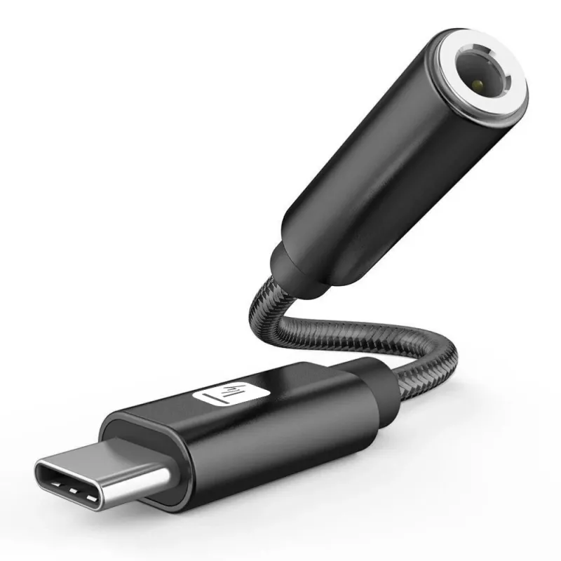 TECHLY USB-C auf 3,5mm Audio-Adapter mit DAC, 12cm, Schwarz