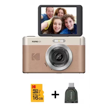 Kodak PixPro C1 Digitalkamera Braun + 16GB Speicherkarte