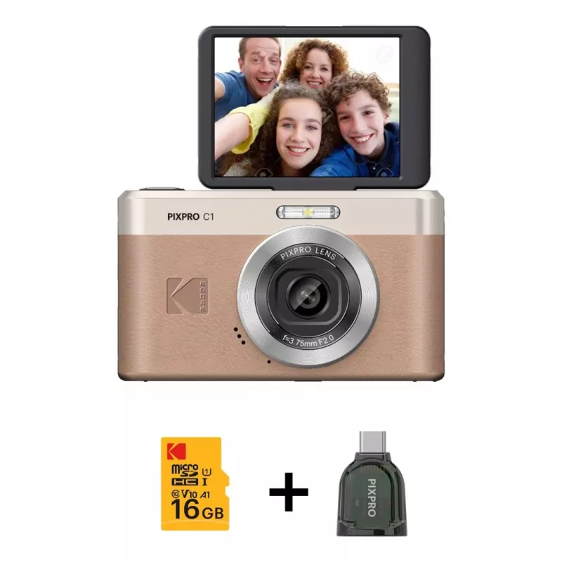 Kodak PixPro C1 Digitalkamera Braun + 16GB Speicherkarte