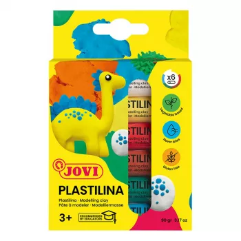 JOVI Plastilina Modelliermasse gemischte 6 Farben je 15g insgesamt 90g
