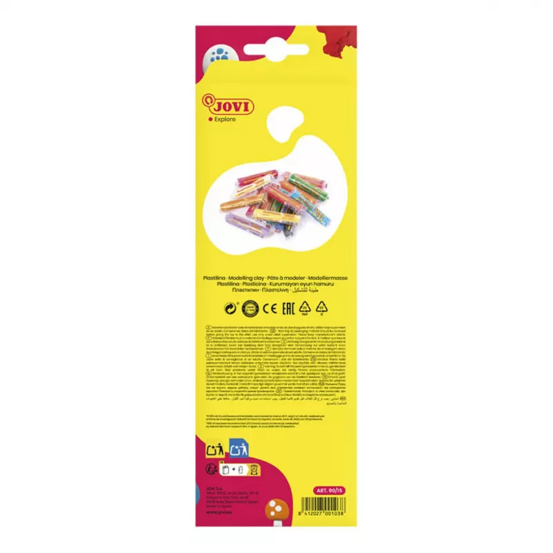 JOVI Plastilina Modelliermasse gemischte 15 Farben je 15 g