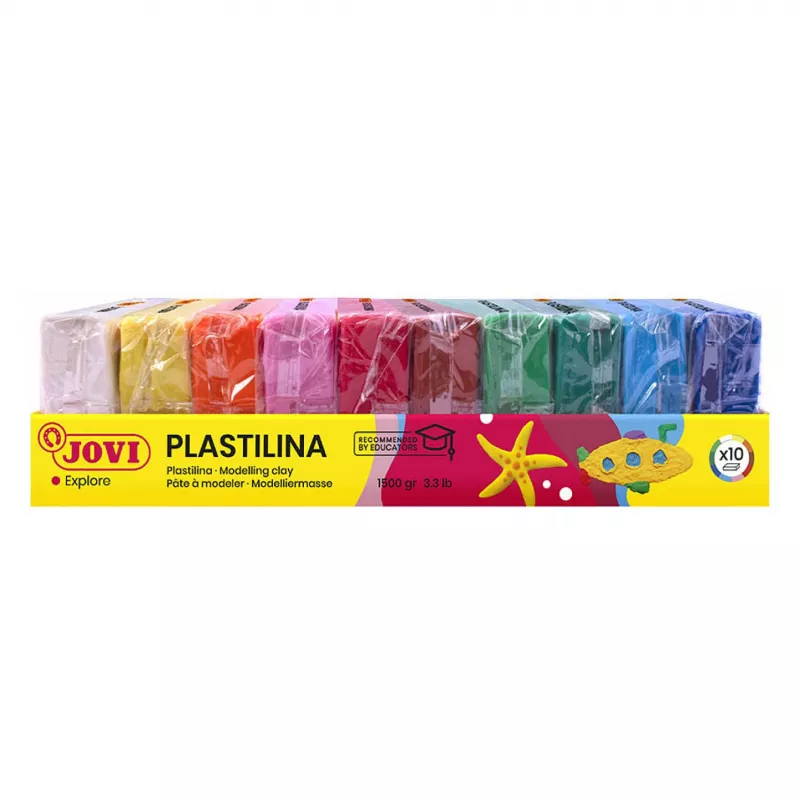 JOVI Plastilina Modelliermasse, gemischte 10 Farben, je 150 g