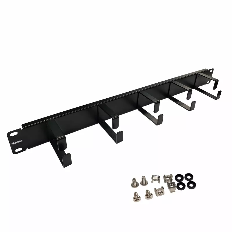 Televes UKO5R 19 inch 1U Frontplatte mit 5 Kabeldurchführungen, Hellgrau