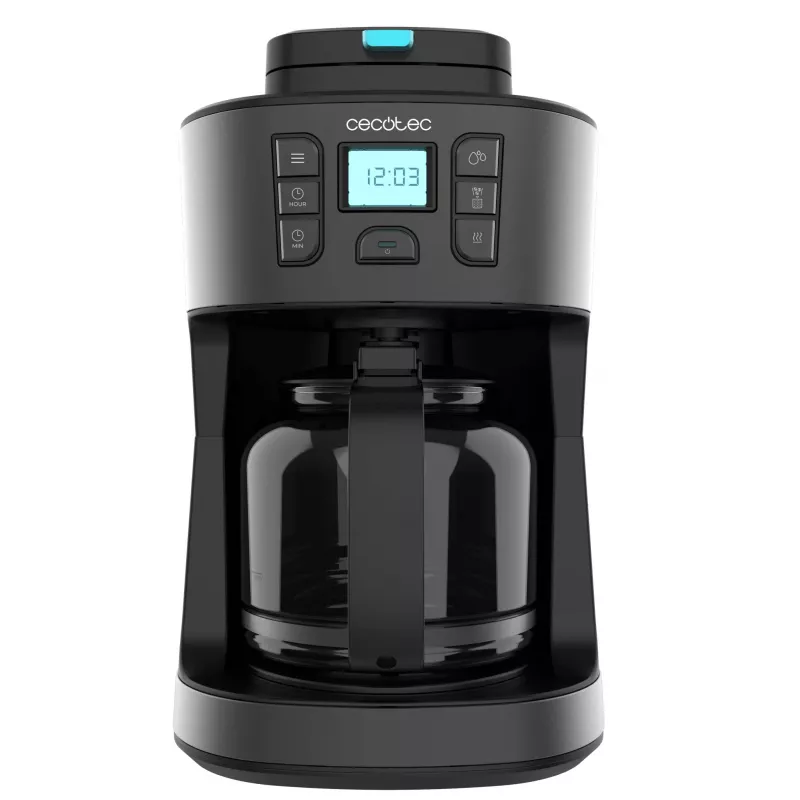 Cecotec Coffee 66 Grind & Drop Filterkaffeemaschine mit konischem Mahlwerk, 1,2 l, 900 W, Schwarz