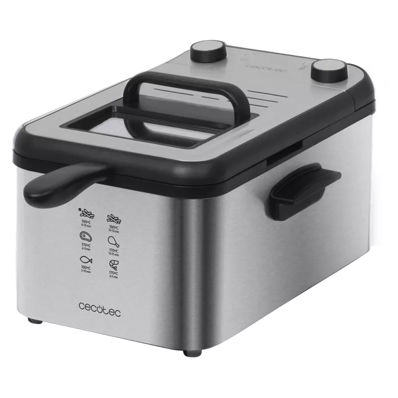 Cecotec CleanFry Infinity 3000 Full Inox Fritteuse, 3L Ölkapazität, 1kg Lebensmittelkapazität, 2400W, Edelstahl