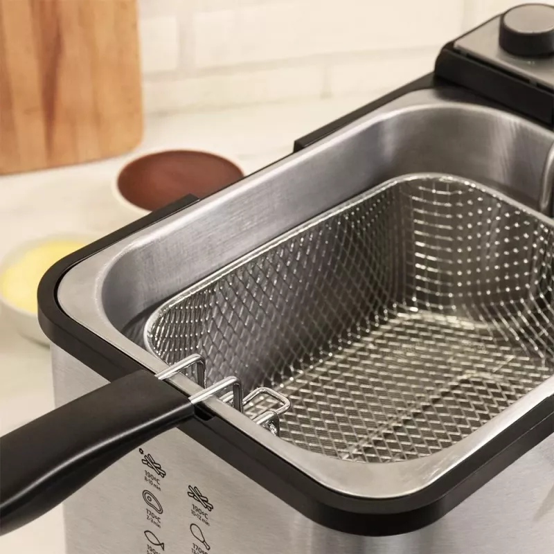 Cecotec CleanFry Infinity 3000 Full Inox Fritteuse, 3L Ölkapazität, 1kg Lebensmittelkapazität, 2400W, Edelstahl