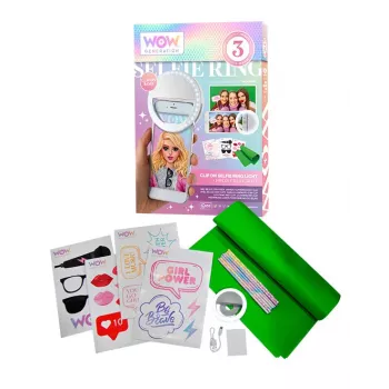 KIDS LED Ring Light für Handy Selfie Vlog + Zubehör-Set Greenscreen 1,5x1m Wow Generation / Wow00024