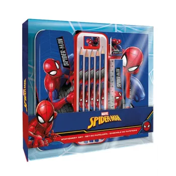 KIDS 11-in-1 Spider-Man Schul-Schreibwarenset mit Federmäppchen, Buntstiften, A5-Notizbuch und mehr