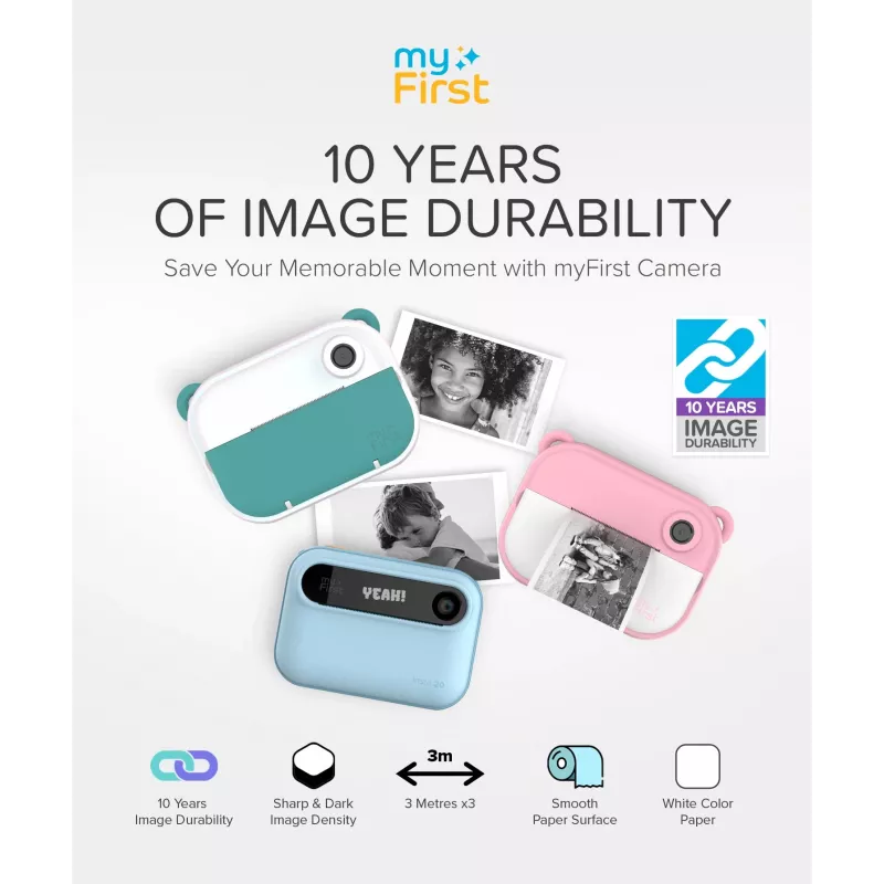 myFirst Camera Insta Wi Thermo-Aufkleberpapier Nachfüllungen - 3 Rollen (Pink, Blau, Gelb) - 9 m Gesamtlänge